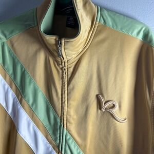 Rocawear‎ Y2K Mens Track Jacket Gold Green White Stripe Zip Up Athletic 2XL